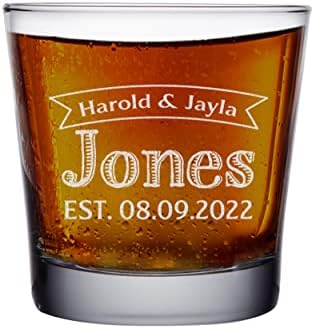 TeaMore Personalizirane stijene Old Faided Cocktail Glass Dodajte svoje ime Datum Etched Whiskey Glasove HouseWarminging