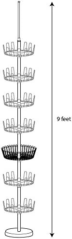 Osnovi domaćinstava 2197-1 sprat do stropa Podesivi 6-nivoski revolving stalak za cipele sa košarom - srebro