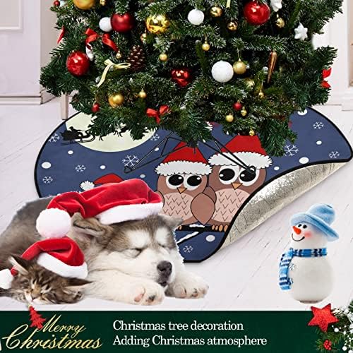 Vissunny zimska sova sa Xmas Hat Božić Mat sretan božićni stablo stalak za podloge za zaštitu od drveća