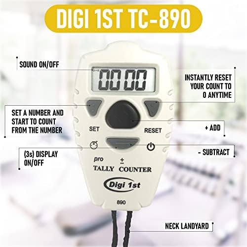 Digi 1st TC-890 digitalni brojač, elektronički nadogradski Clicker Brojač, dodaj / oduzmi brojač ljudi, ručni