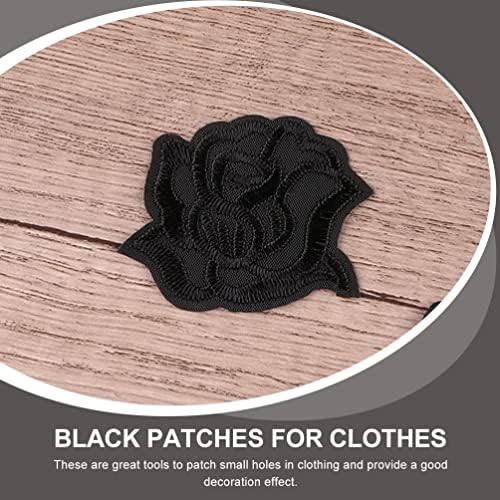 CIIEEEO 15pcs Black Rose Tkanine zakrpe za glačanje na Applique Patches Rose Cvijeće zakrpe