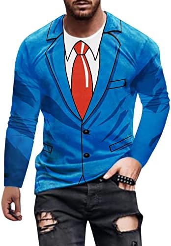 Muška modna odijela Ispisuje Casual Sports Fitness Outdoor majica s dugim rukavima Okrugli vrat Top sintetičke