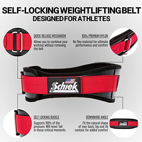 Schiek Sports 3004 Belt za podizanje tegova - Pokloni za podizanje energije za žene i muškarce - Podrška za donju stražnju strazdu - Remen za mrtvoide