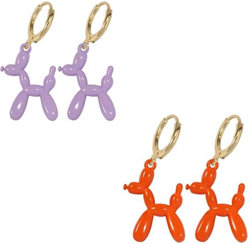 Šareni crtani pas viseći naušnice Set slatka bombona boja pas životinja obruč naušnice za žene djevojke nakit