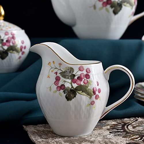 Zhuhw 15 kom Gold Rim Relief Keramička ružičasta boja Cherry Cofhere setovi sa čajnim keramičkim