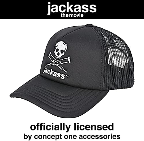 Concept One MTV Jackass vezena Lobanja i štake Logo podesivi pamučni i mrežasti kamionski šešir