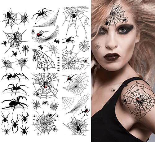 6 listova veliki 3D pauk web privremeni tetovažni naljepnica Halloween šminka komplet Realistic Witch