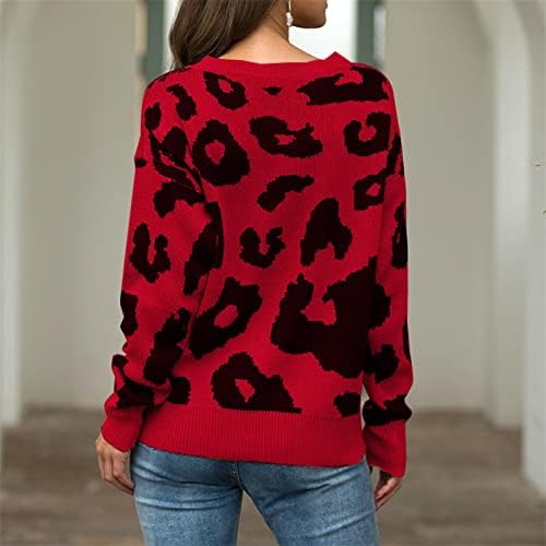 Ženski džemper za turtleneck O-izrez Leopard Print Pulover dugih rukava Pleteni džemperi Najbolji