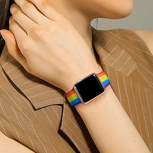 Lerobo bend Kompatibilan je sa Apple Watch Bandovima 41mm 40mm 38mm za žene, naklonjeni silikonski cvjetni