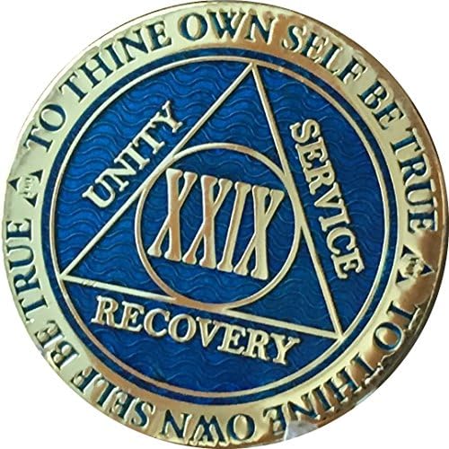 RecoveryChip 29 Godine Reflex plavo pozlaćeno AA medaljon anonimni čip alkoholičara