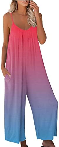 LMSXCT Womens Tie Dye Jumpsuits Ležerne prilike bez rukava Spap remenice Ljetne kombinezone široke pantalone
