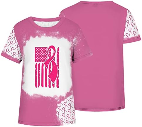 Košulje za podizanje dojke za žene za žene Pink Tees Loose casual USA zastava kratkih rukava Crewneck