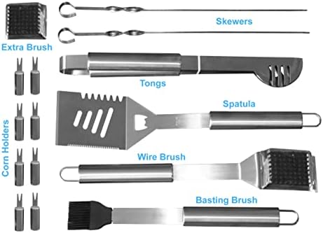 Kompletan set alata za roštilj od 16 komada - idealan za roštilj na otvorenom, kampovanje, roštilj za Blackstone