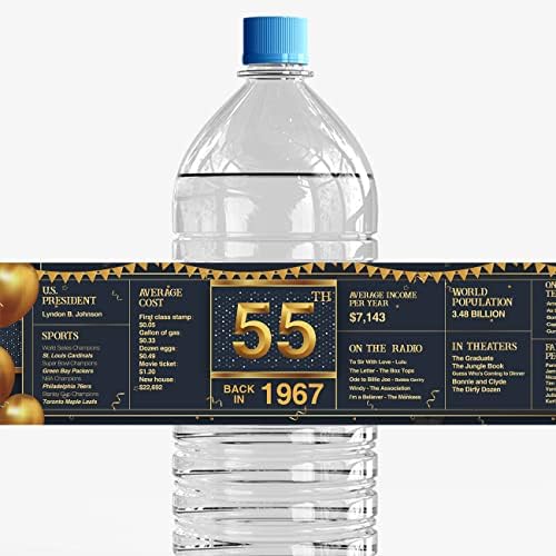 55. Naljepnice za boce za bocu za vodu sretne rođendane 55 godina natrag 1967. Sign naljepnice za vodu