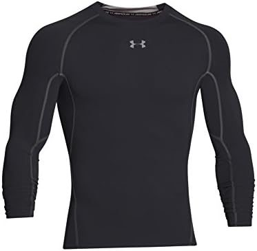 Pod oklop muški Heatgear oklop kompresijski Dugi rukav T-Shirt, Crna / čelik, X-Large