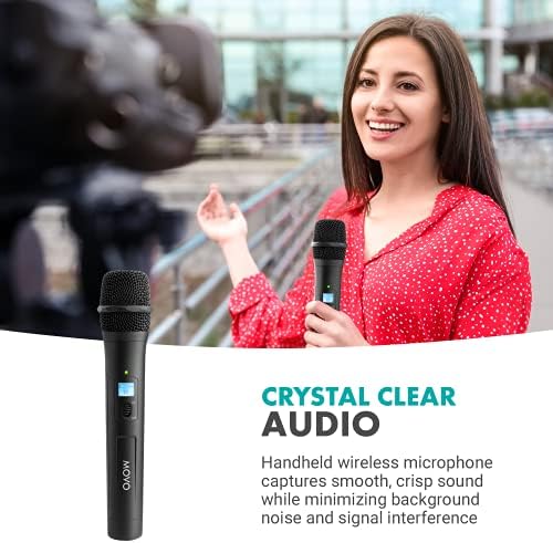 Movo 48-kanalni UHF bežični mikrofonski sistem sa 2 bežična mikrofona i prijemnikom-kondenzatorski mikrofonski paket za intervjue i performanse - Podcast equipment Bundle za 2