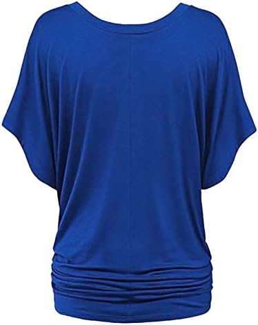ZEFOTIM Bluze za žene 2023 Ruckel V izrez kratki rukav seksi trendi vrhovi modne casual obične majice