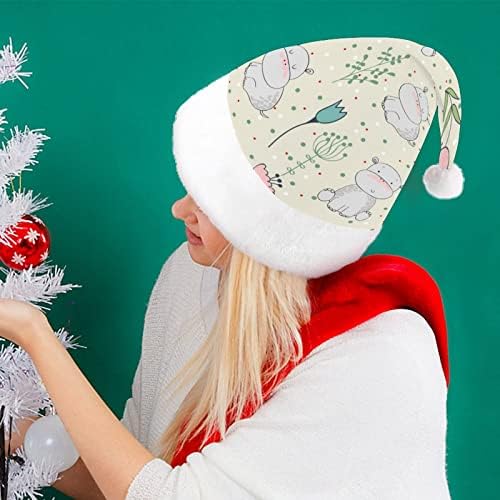 Slatka Hippos Božić šešir Santa šešir za unisex odrasle Comfort klasični Božić kapa za Božić Party Holiday