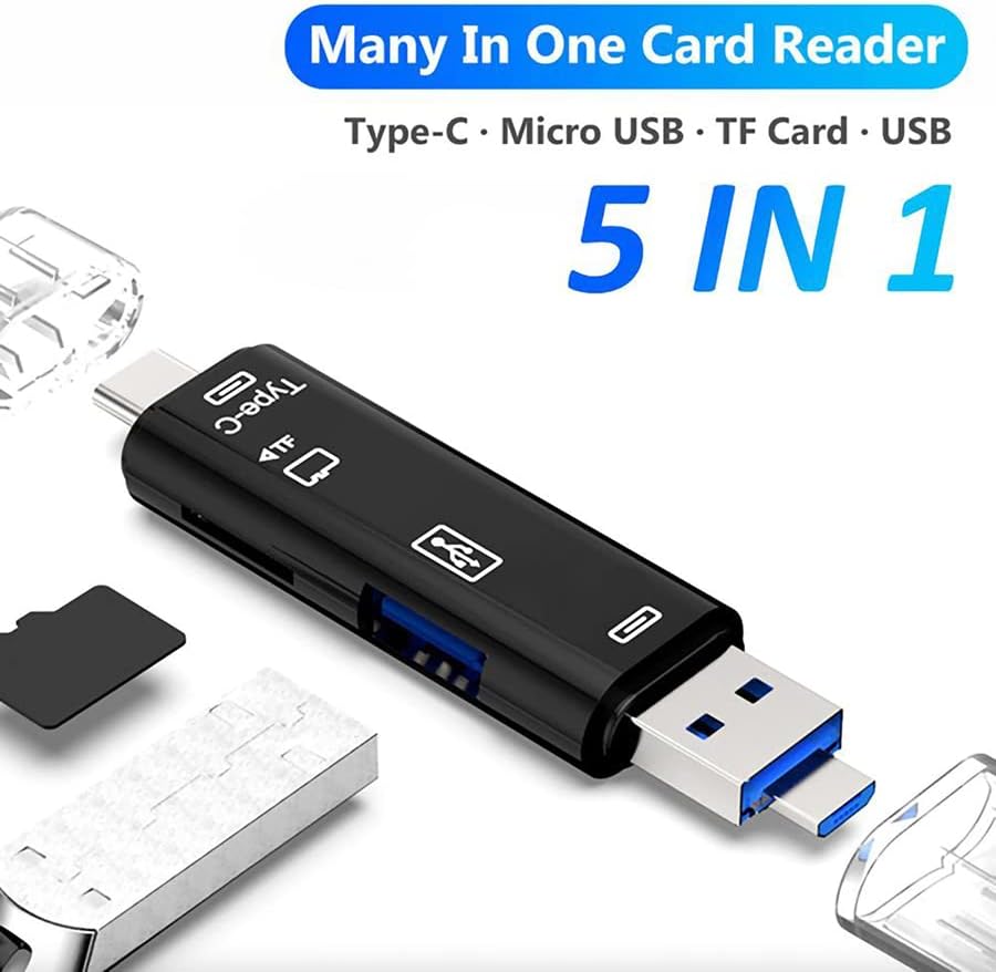 VOLT+ 5 u 1 multifunkcionalni čitač kartica kompatibilan sa LG Tone free Aktivno poništavanje buke FN7UV ima USB Type-C/ MicroUSB / Tf / USB 2.0 / čitač SD kartica