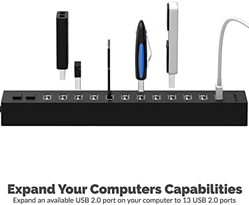 Sabrent 13 Port High Speed USB 2.0 Hub + 4-Port USB 2.0 Hub [90°/180° stepeni rotirajuće]