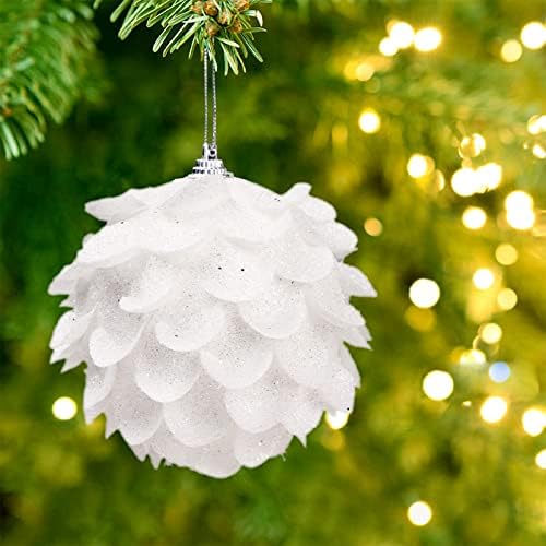Božić Ball Ornament za Božić drvo 9 komada ukrasi ukrasi za Božić drveće 3.15 inčni bijele Pinecone božićno