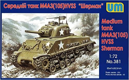 Unifodel UUU72381 1/72 američka vojska M4A3 Shaman Tank 4,1 inča HVSS specifikacije ovjesa plastični Model