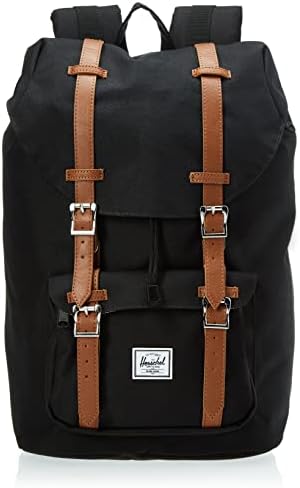 Herschel Little America Laptop ruksak, crna / tan sintetička koža, srednje zapremine 17.0l