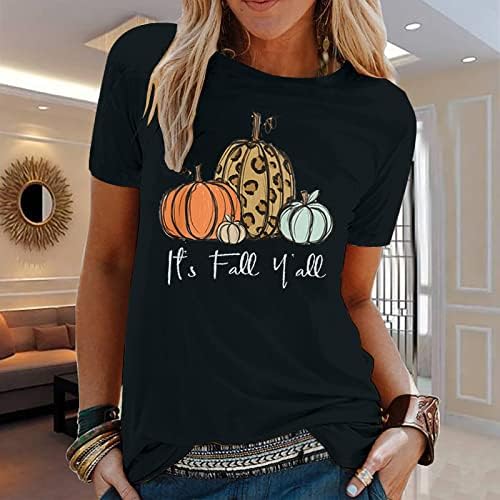 Crne majice kratkih rukava za teen Girl Crew Crt Spandex bundeve print Halloween Brunch Blues Thirts Womens 2023