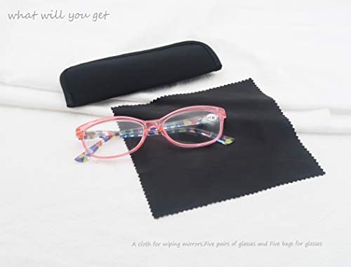 Heeyyok Male naočale za čitanje 5-pakovanje Dame Šarene kvalitete Šareni čitači za žene 1,75 Spring