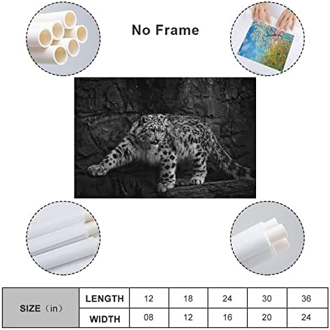 Snow Leopard Picture Poster crno-bijelo Wildlife Wall Art Canvas Painting posteri i grafike zid