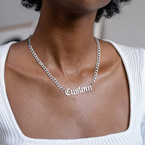 Lančanik ime ogrlica personalizirana za žene muškarce, nehrđajući čelik / 18k zlato/crni Metal