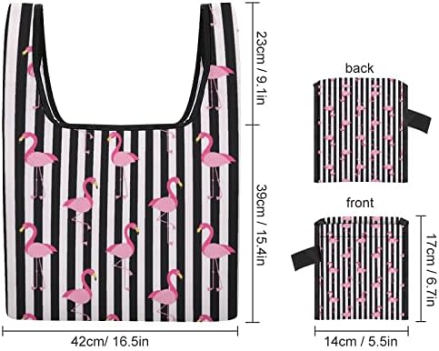 Sklopive torbe za kupovinu Flamingo na crno-bijelim prugama za višekratnu upotrebu torba za namirnice sklopiva