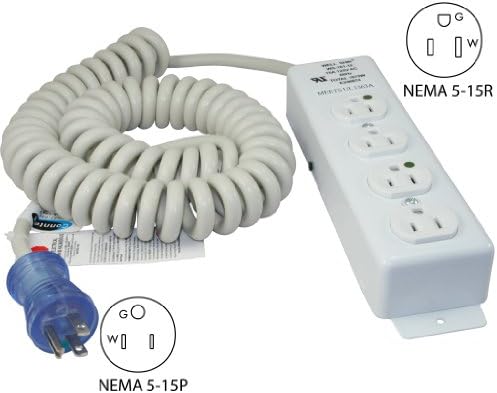 Conntek 55220-CC do 12 stopa 14/3 bolničkog razreda namotanog kabla sa medicinskim kablom za napajanje sa 4 utičnice