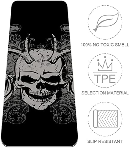 Siebzeh Evil Black Skull Head Premium Thick Yoga Mat Eco Friendly Rubber Health & amp; fitnes non Slip Mat
