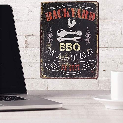 Uoopai Backyard BBQ Master metalni Limeni znak, Vintage ploča