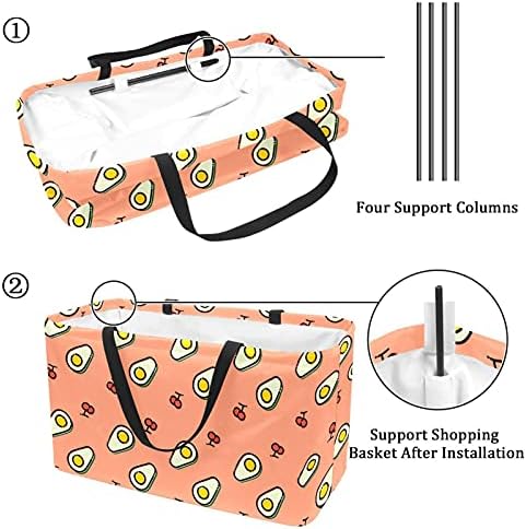 LORVIES avokado i trešnje uzorak torbe za višekratnu upotrebu torbe za čuvanje namirnica torbe za kupovinu, sklopive sklopive velike kante za skladištenje torbe