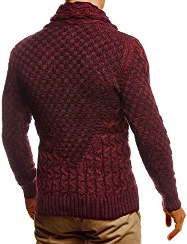 Leif Nelson muški pleteni pulover | Majica s dugim rukavima | Osnovna dukserica sa ovratnikom od šala