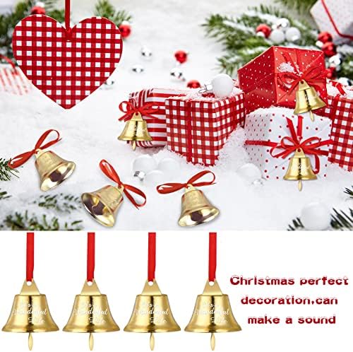 32 komada 1.5 inčni vjerujem zvono ukrasi srebro sanke zvono sa crvenom trakom za Božić drvo Home Decor