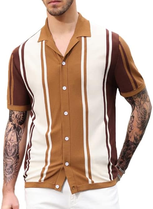 PJ PAUL JONES muške trake na dugmad pletene Polo majice kratki rukavi Vintage kardigani