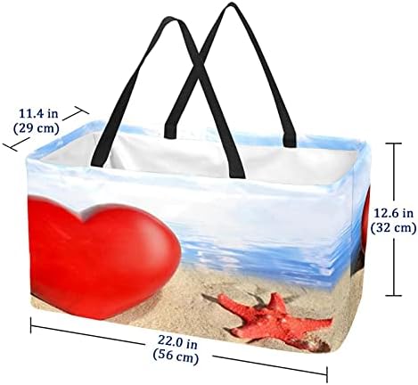 50L Shopper torbe Starfish Heart plaža sklopiva kutija za kupovinu torba za namirnice sa ručkama, za višekratnu