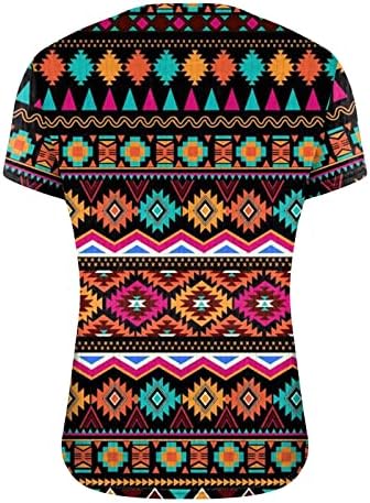 Majice kratkih rukava za žene Crew izrez Aztec Geometrijske grafičke magisterirane bluze casual