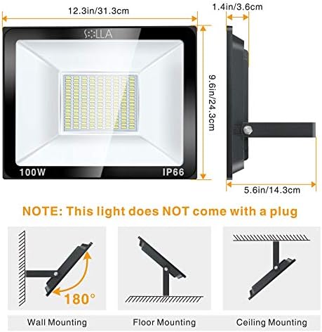 Solla 3 paket 100W LED svjetlo, IP66 vodootporan, 24000lm, ekvivalent 1650W, super svijetle vanjske sigurnosne