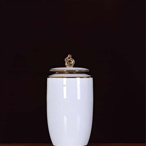 TJLSS bijeli ostakljeni keramički tegljač za zaštitu od vaze s poklopcem keramičkim rukotvorinama Ornament