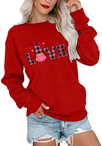 Ženska dukserica za Valentinovo pletena ljubavna slova ispisane vrhove slatki gnomima majica pulover za dame djevojke