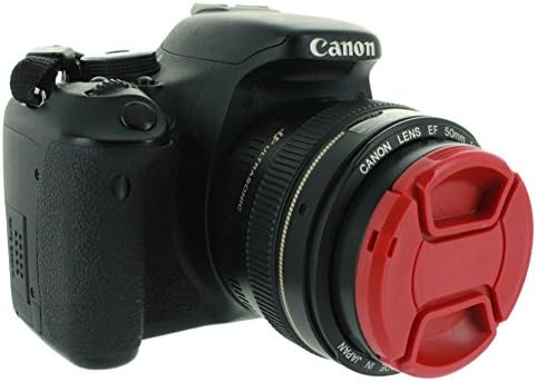 Šareni poklopac objektiva - crvena 58 mm Snap-on poklopac objektiva za Nikon, Canon, Sony i druge DSLR fotoaparate - Centar za zamjenu za zamjenu sočiva u centru Lensflair