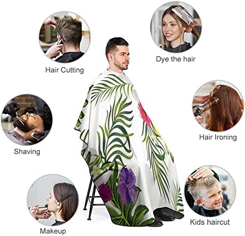Rezanje kose za muškarce Žena, tropski Hbiscus Palm lišće cvijeće Veliki ogrtač za kosu s podesivim