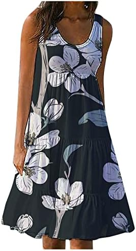 Knosferska haljina za žene u vratu casual sandress ruffled haljina za plažu Ljeto bez rukava Srednja haljina