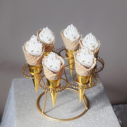 Aboofan Sladoled CONE postolje europski stil konusni držač sa rupama Zlatni željezni umjetnički cvijet