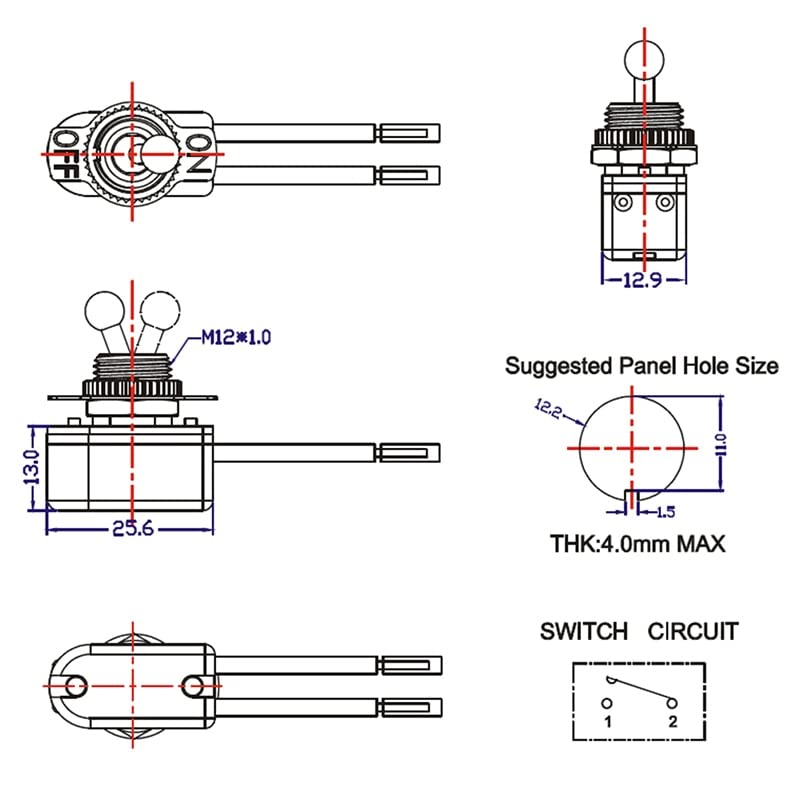 AC 250V 6A Uključivanje / isključivanje Standardni prekidač sa žičanim kablom MT-2021 SPST Kontakti