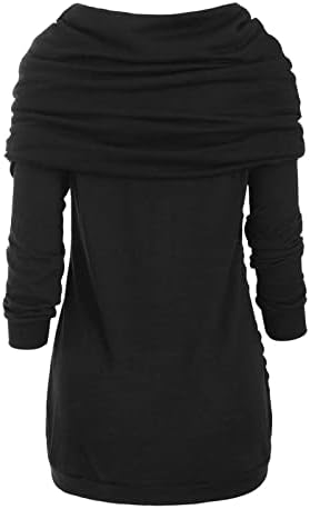 Trebin plus veličina Žene O-izrez dugih rukava sa čvrstom botonom Pachwork asimetrični vrhovi džemper